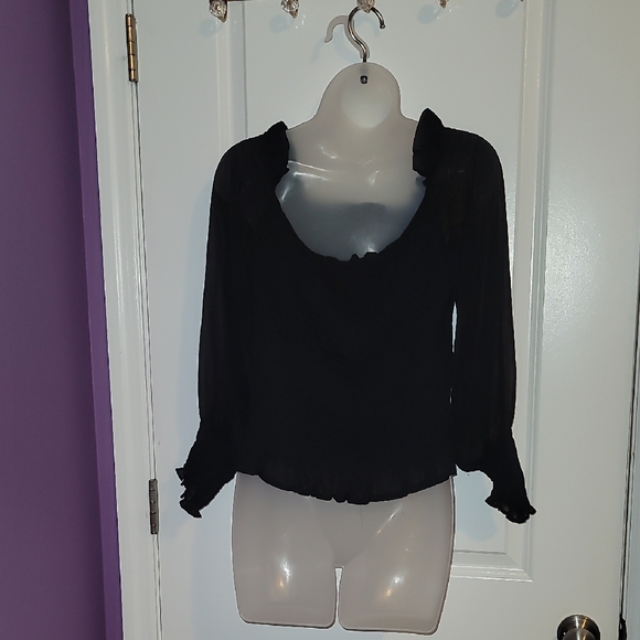 Express Black Ruffled Women's Blouse Sz: L - Picture 5 of 6